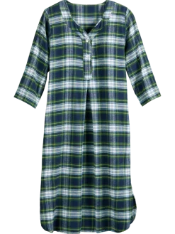 Women's Plaid Cotton Flannel Nightshirt
