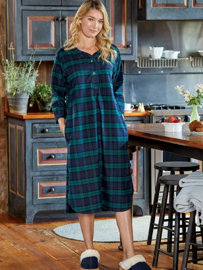Women's Plaid Cotton Flannel Nightshirt