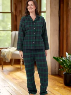 Women's Plaid Cotton Flannel Pajama Set