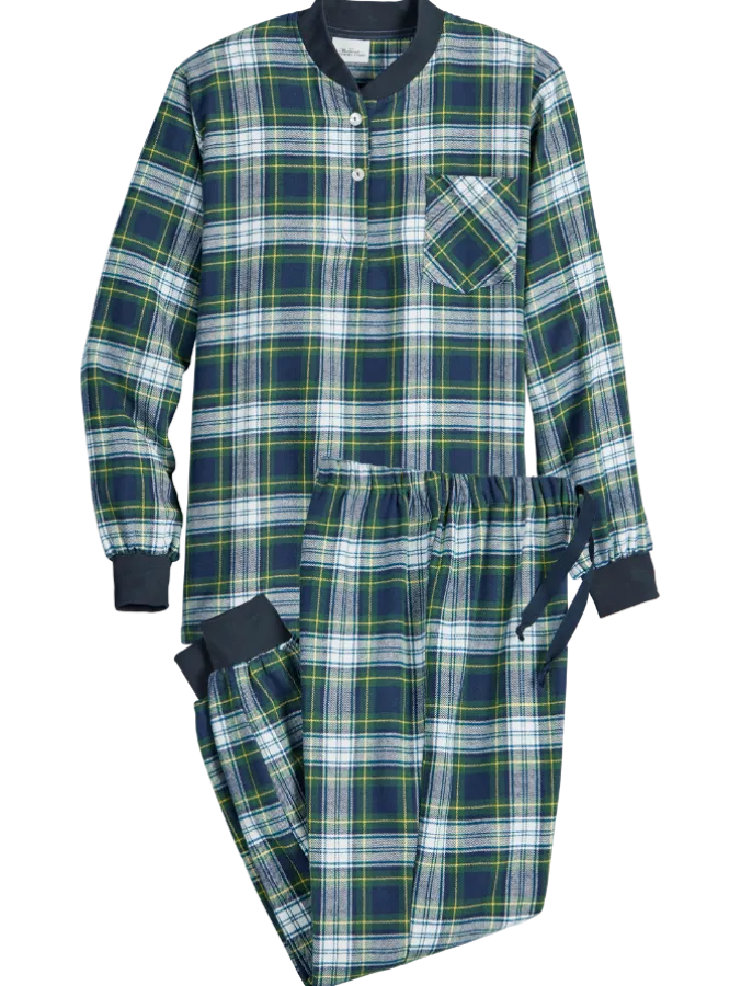 Women's Plaid Cotton Flannel Ski Pajama Set