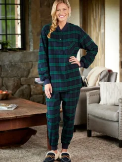 Women's Plaid Cotton Flannel Ski Pajama Set