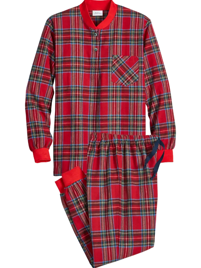 Women's Plaid Cotton Flannel Ski Pajama Set