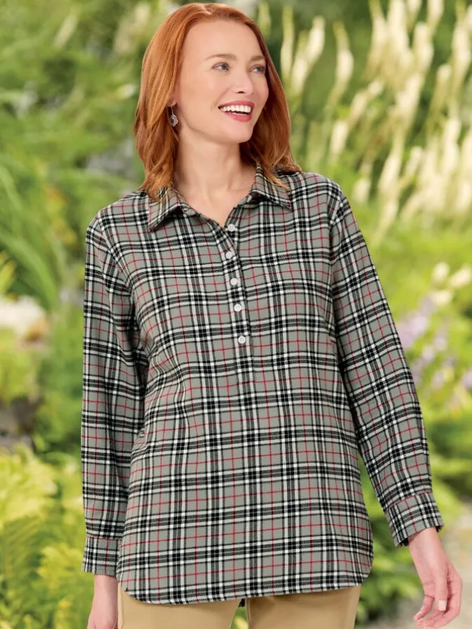 Women's Plaid Cotton Tunic