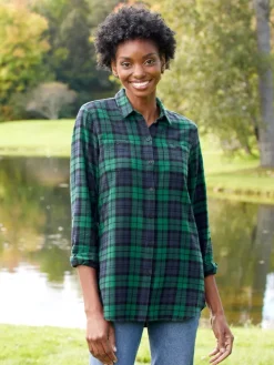 Women's Plaid Flannel Boyfriend Shirt