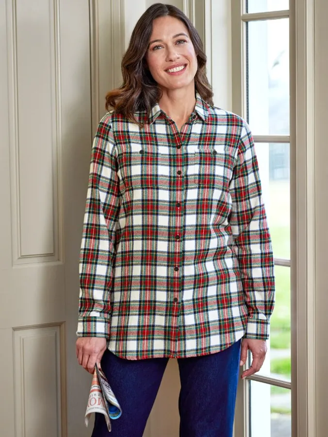 Women's Plaid Flannel Boyfriend Shirt