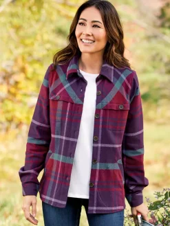 Women's Plaid Flannel Shirt Jacket