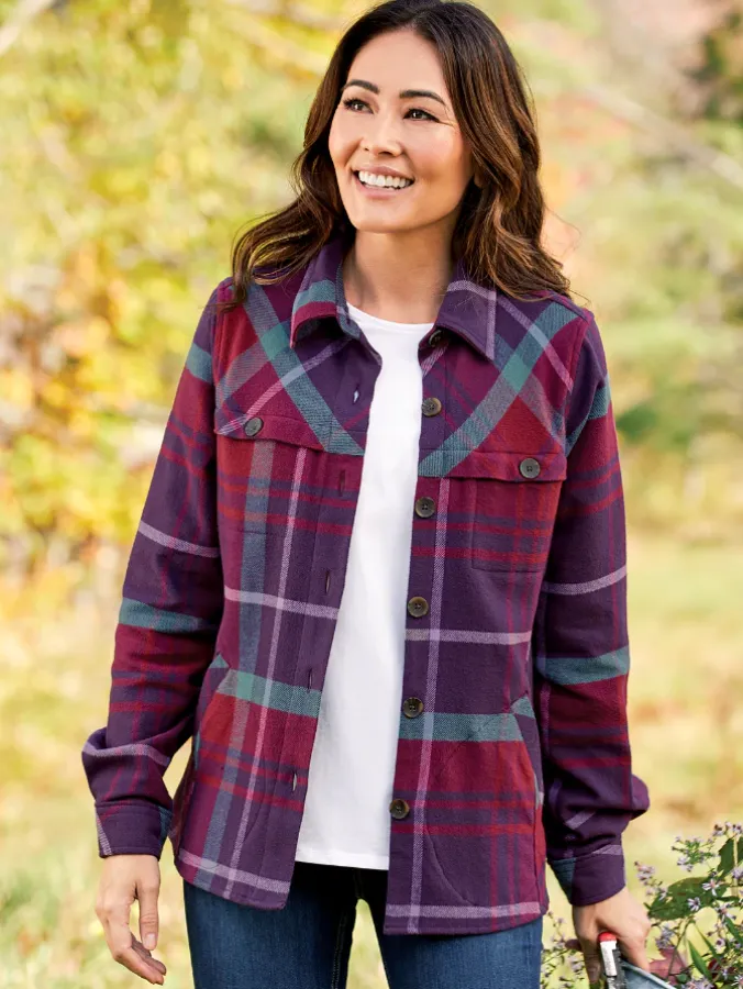 Women's Plaid Flannel Shirt Jacket