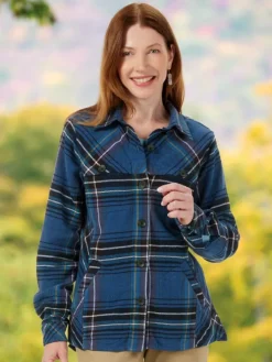 Women's Plaid Flannel Shirt Jacket