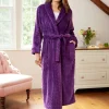 Women's Plush Cable Fleece Robe