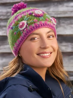 Women's Pretty Blooms Embroidered Wool Beanie