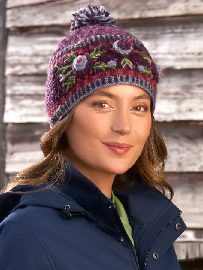 Women's Pretty Blooms Embroidered Wool Beanie