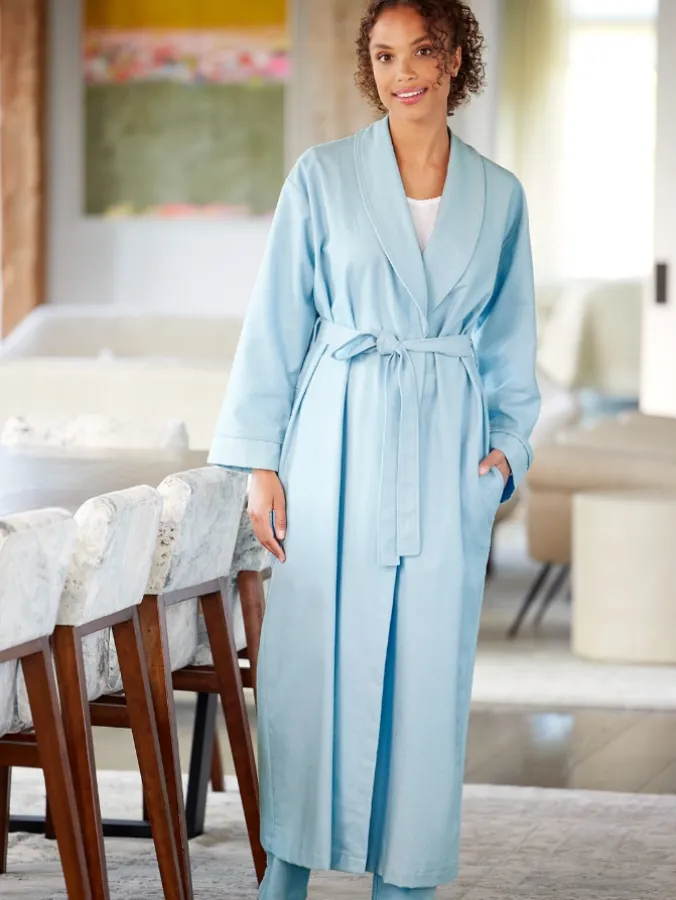 Women's Printed Portuguese Cotton Flannel Wrap Robe