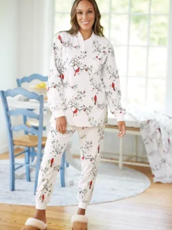 Women's Printed Portuguese Cotton Flannel Ski Pajama Set