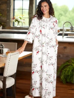 Women's Printed Portuguese Cotton Flannel Snap-Front Robe