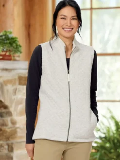Women's Quilted Cotton Zip-Up Sweatshirt Vest