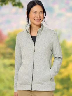 Women's Quilted Cotton Zip-Up Sweatshirt Jacket