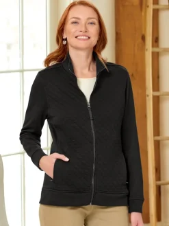 Women's Quilted Cotton Zip-Up Sweatshirt Jacket