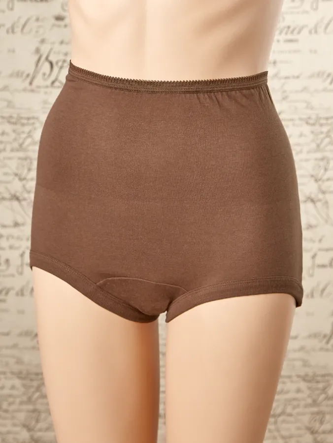 Women's Regular Torso Cotton Coffee Briefs With Cotton Leg Bands, 3 Pairs