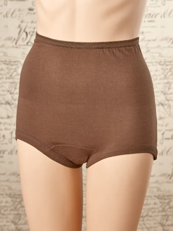 Women's Regular Torso Cotton Coffee Briefs With Cotton Leg Bands, 3 Pairs