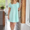 Women's Scrolling Leaves Cotton-Knit Short-Sleeve Nightgown