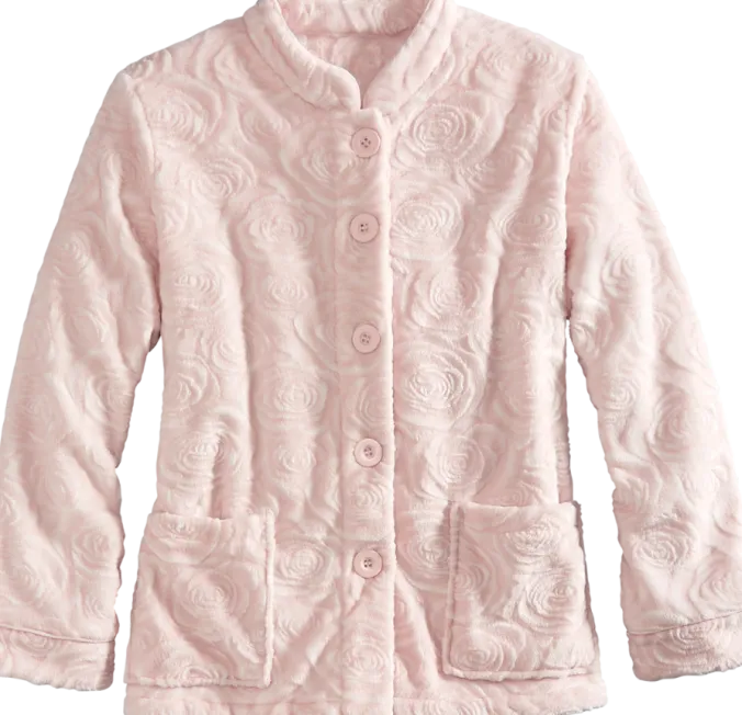 Women's Sculpted Rose Fleece Bed Jacket