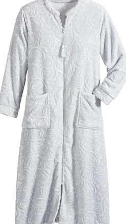 Women's Sculpted Rose Zip-Front Fleece Robe