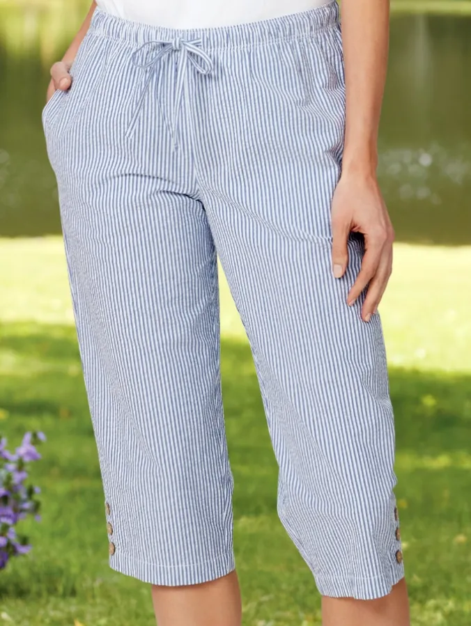 Women's Seersucker Capri Pants
