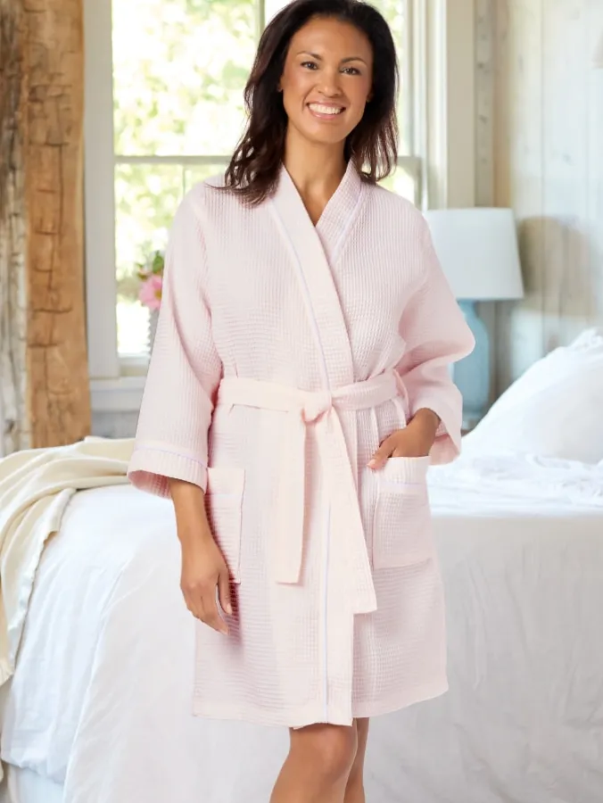 Women's Short Waffle Knit Bath Robe