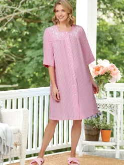 Women's Snap-Front Seersucker Duster