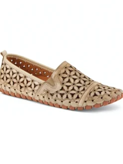 Women's Spring Step Floral Leather Cutout Flats