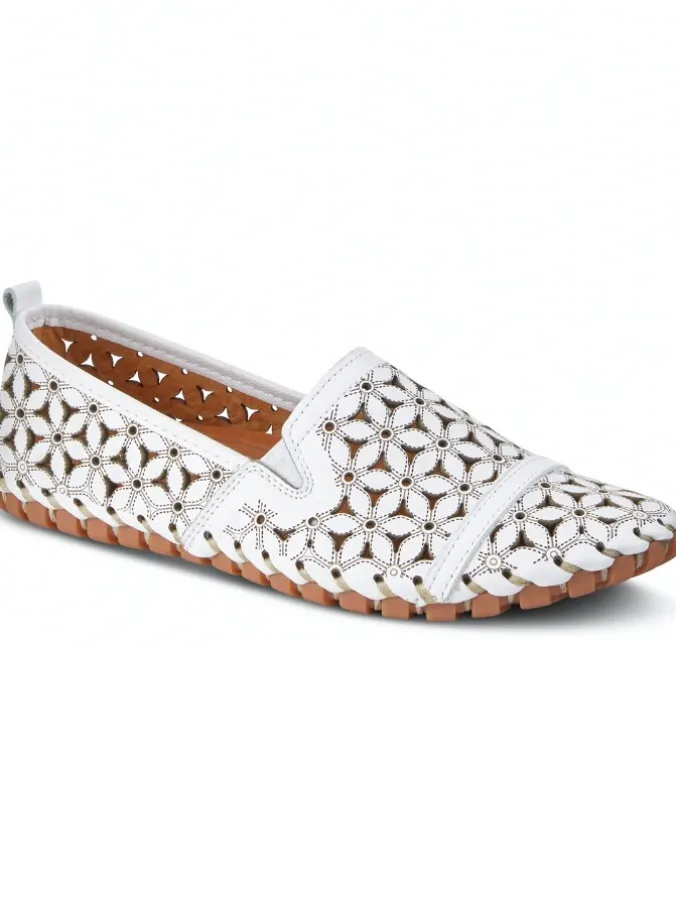 Women's Spring Step Floral Leather Cutout Flats