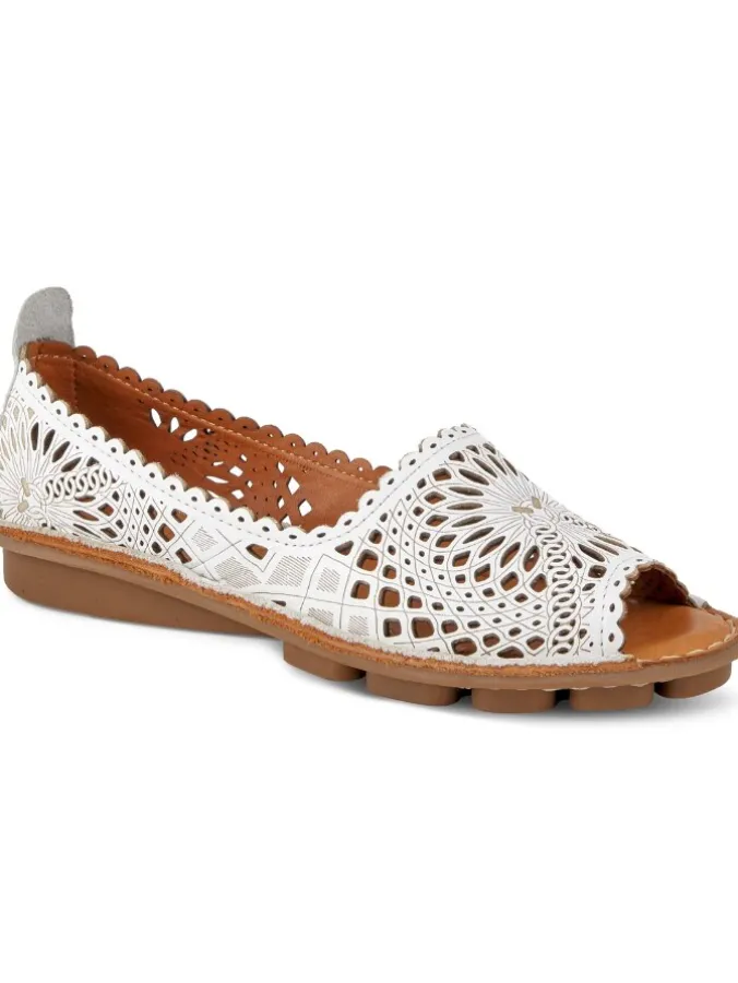 Women's Spring Step Open-Toe Leather Cutout Flats
