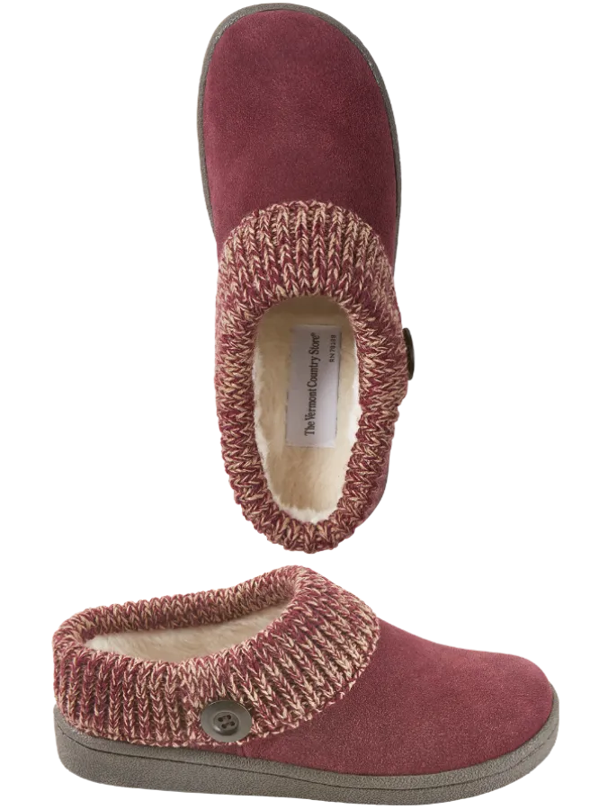 Women's Suede Slipper Clogs With Ragg Cuffs