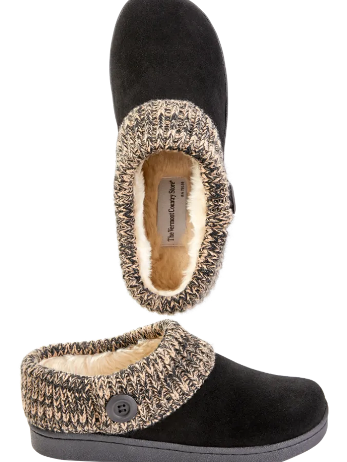 Women's Suede Slipper Clogs With Ragg Cuffs