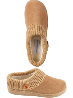 Women's Suede Slipper Clogs With Ragg Cuffs