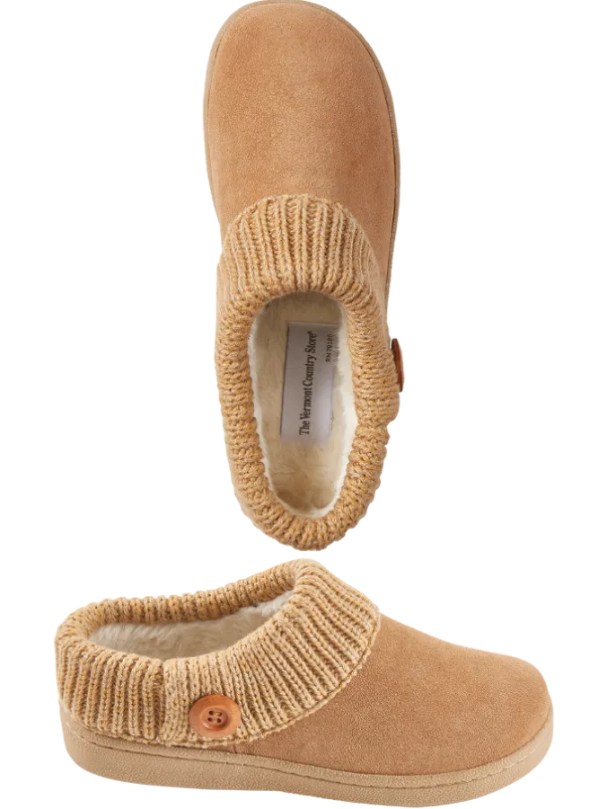 Women's Suede Slipper Clogs With Ragg Cuffs