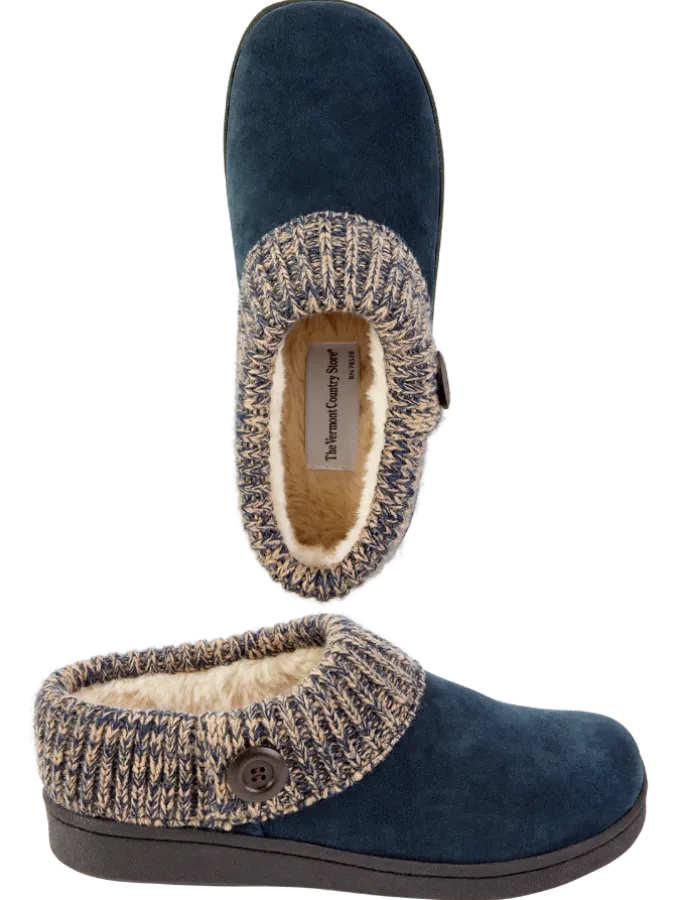 Women's Suede Slipper Clogs With Ragg Cuffs