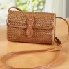 Women's Top Clasp Rattan Crossbody Bali Bag