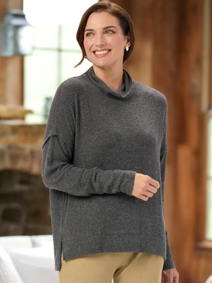 Women's Ultra-Soft Cowl Neck Lounge Tunic Top