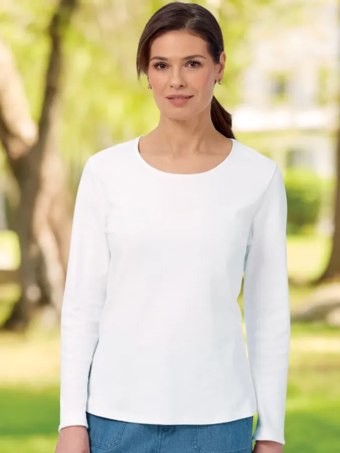 Women's USA Cotton Crewneck Long-Sleeve Tee