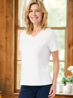 Women's USA Cotton V-Neck Short-Sleeve Tee