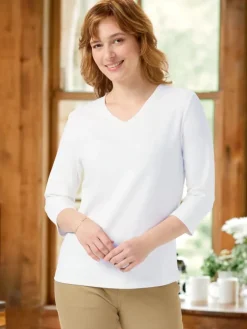 Women's USA Cotton V-Neck 3/4 Sleeve Tee