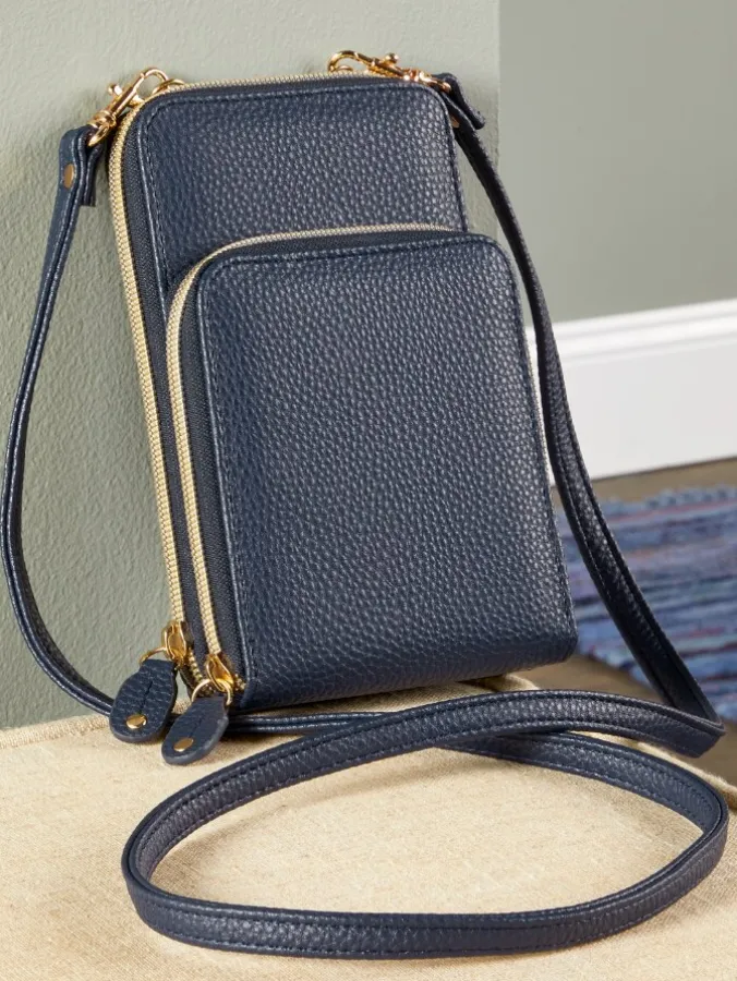 Women's Vertical RFID-Blocking Crossbody Bag