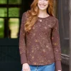 Women's Waffle-Knit Floral-Print Top