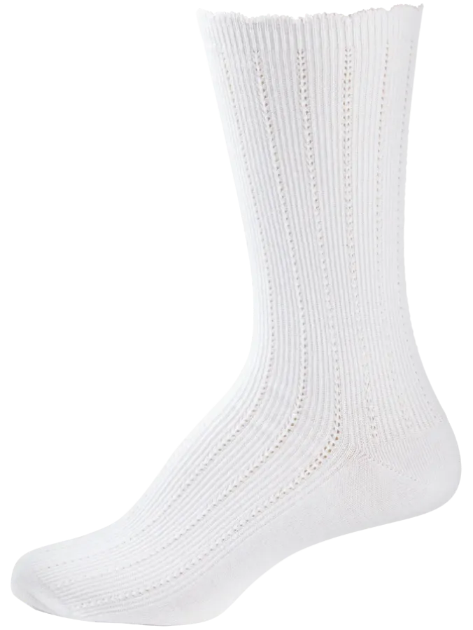 Women's White Mid-Calf Ruffle-Edge Dress Socks, 3 Pairs