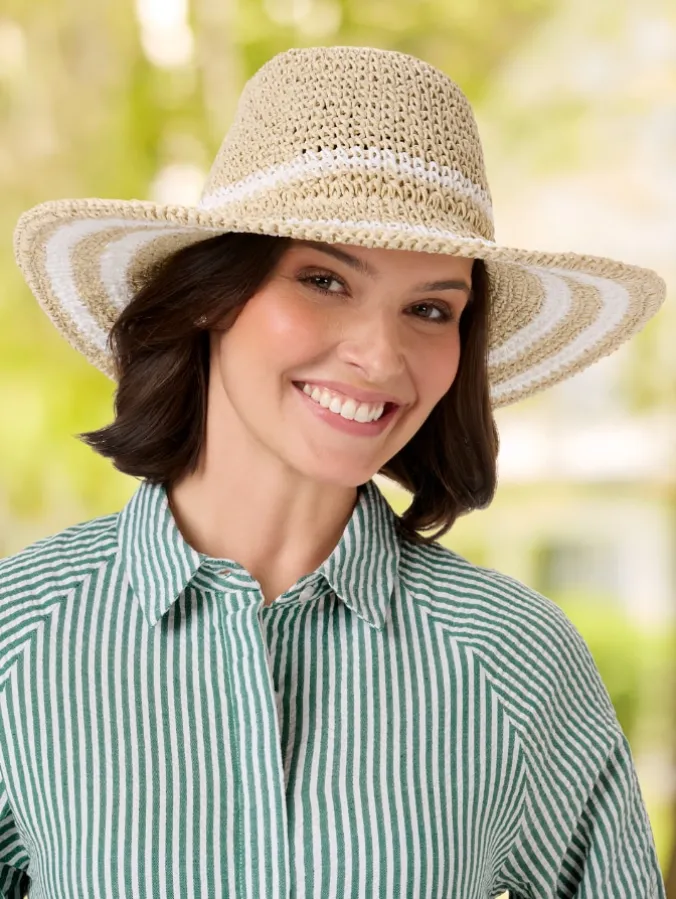 Women's Wide-Brim Crochet Sun Hat