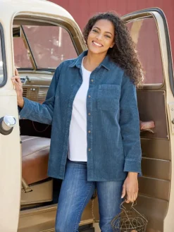 Women's Wide-Wale Corduroy Big Shirt Lined With Flannel