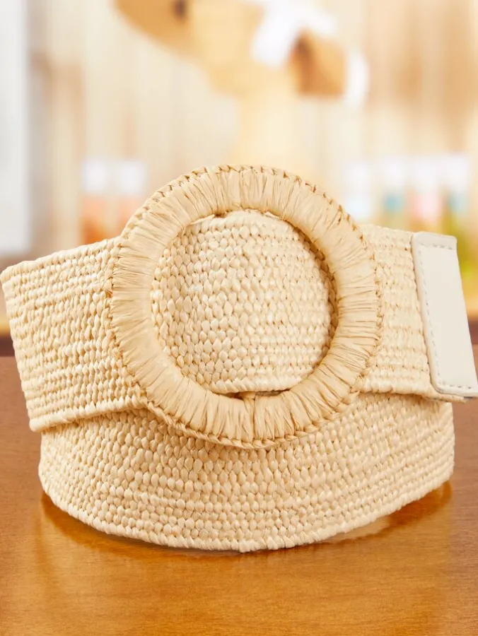 Women's Woven Raffia Stretch Belt