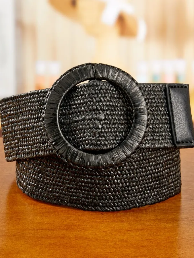 Women's Woven Raffia Stretch Belt