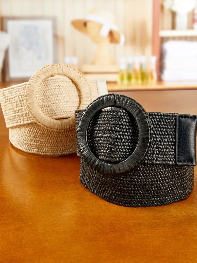 Women's Woven Raffia Stretch Belt